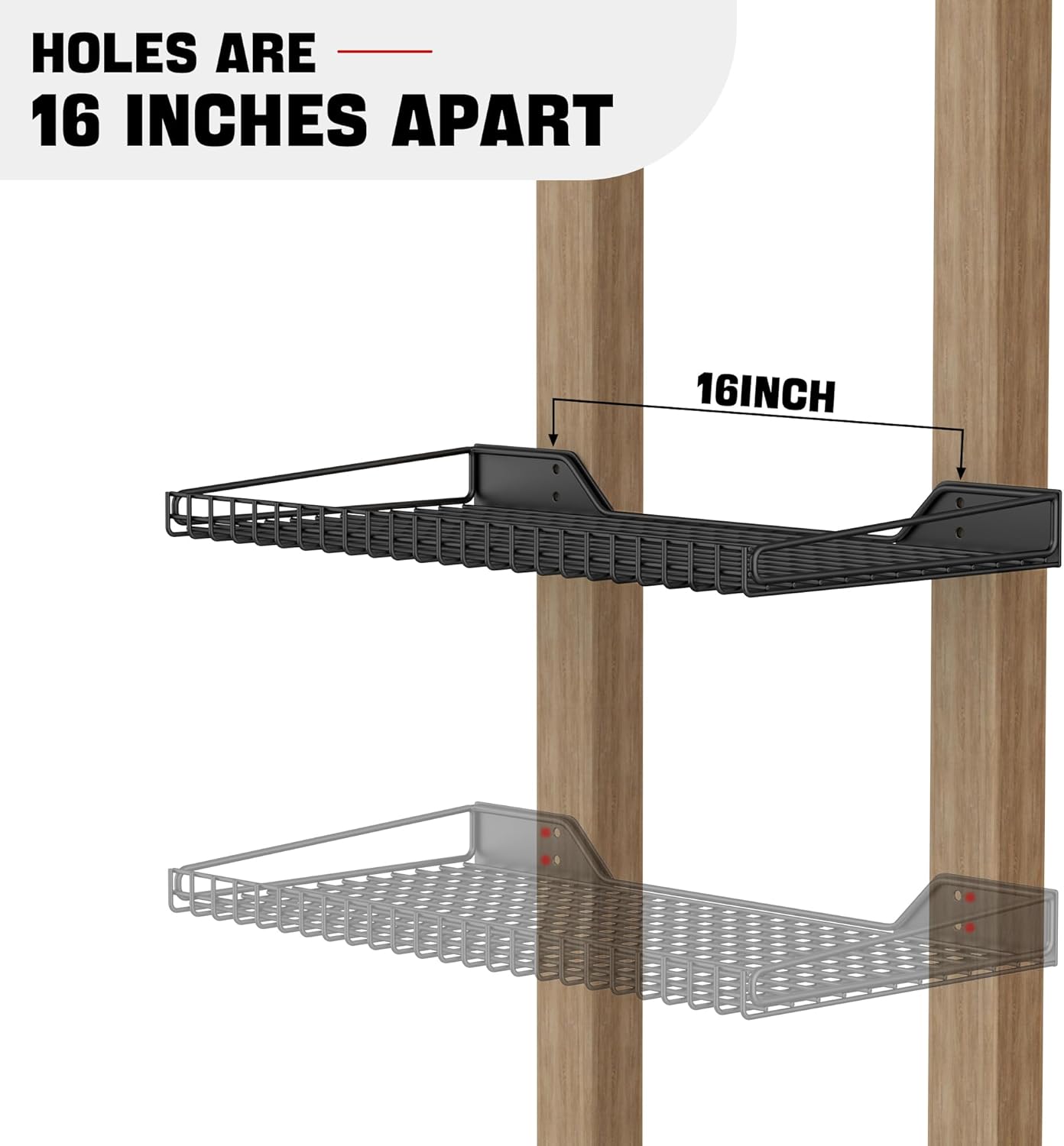 Ultrawall Wall Mounted Storage Shelf for Garage, 2 Pack Metal Shelf Rack, Heavy-Duty Wall Organizer Shelves Suitable for Shop, Shed, Garage 23.5inch x 12inch(Black)