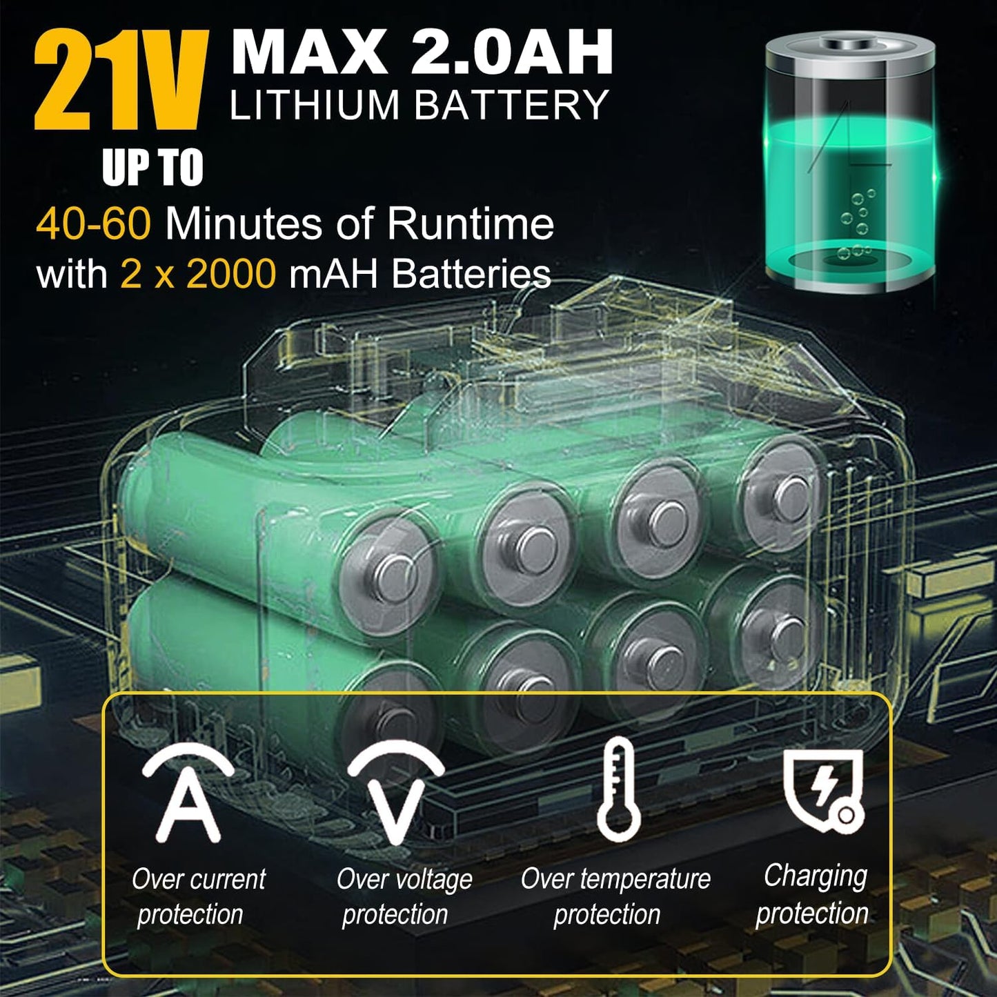 Weed Wacker Battery Powered Electric Cordless Weed Trimmer, with 2Pcs 21V Battery 5 Types Blades Lightweight Grass Trimmer Edger Lawn Tool, Push Wheeled No-String Trimmer for Garden Yard