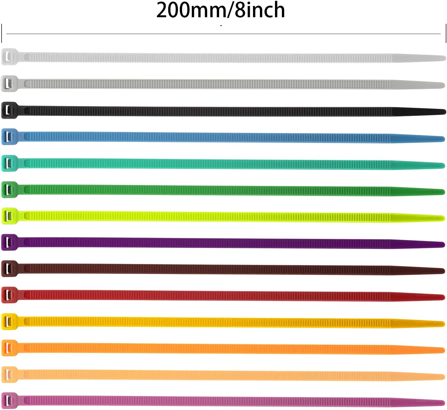 XINGO 100PCS Cable Zip Ties Heavy Duty, Premium Nylon Plastic Wire Ties with 50 Pounds Tensile Strength, Self-Locking Black Nylon Zip Ties for Indoor and Outdoor (8 inch, Red)