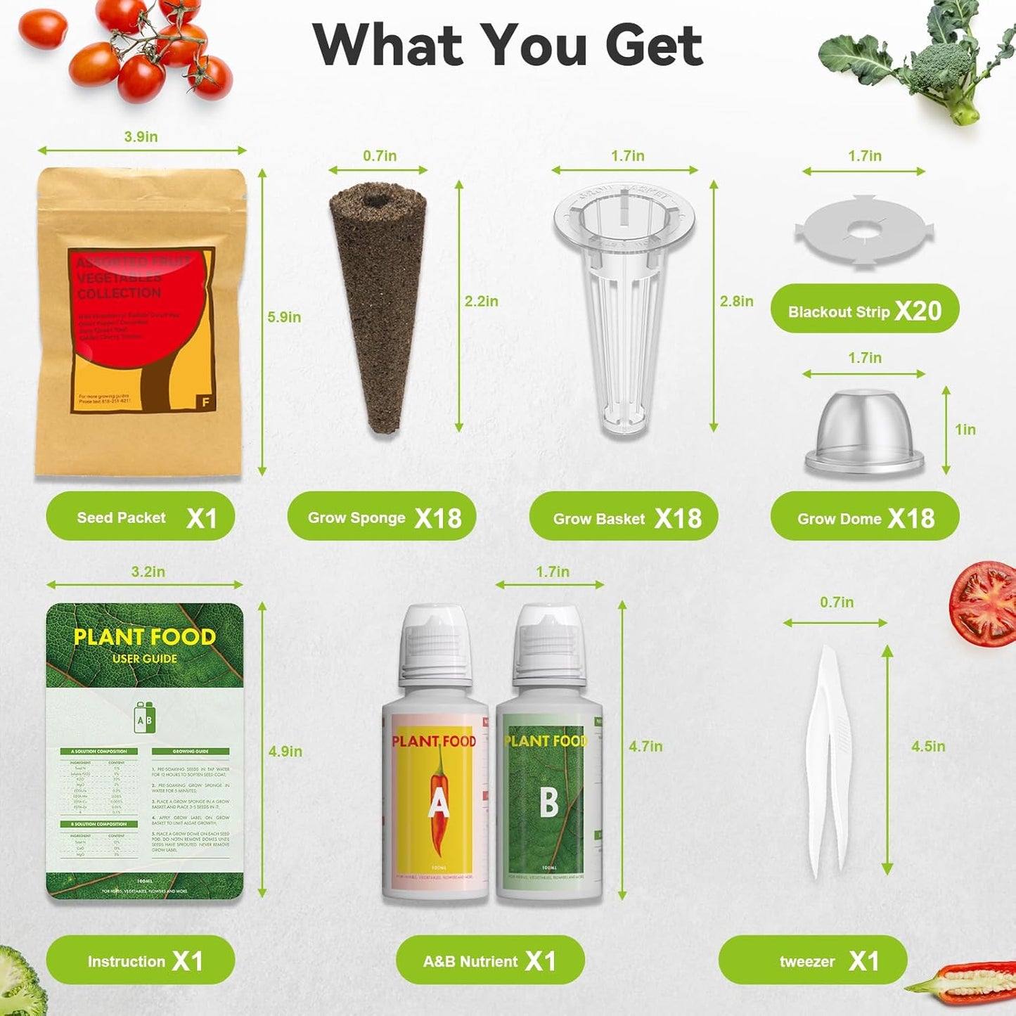 inbloom 18-Pod Vegetable Seed Pod Kit for AeroGarden, Ahopegarden, Gardencube Hydroponic Garden with 350+ Seed: Strawberry, Cucumber, Green Pepper, Cherry Tomato, Radish, Dwarf Pea – Mothers Day Gift