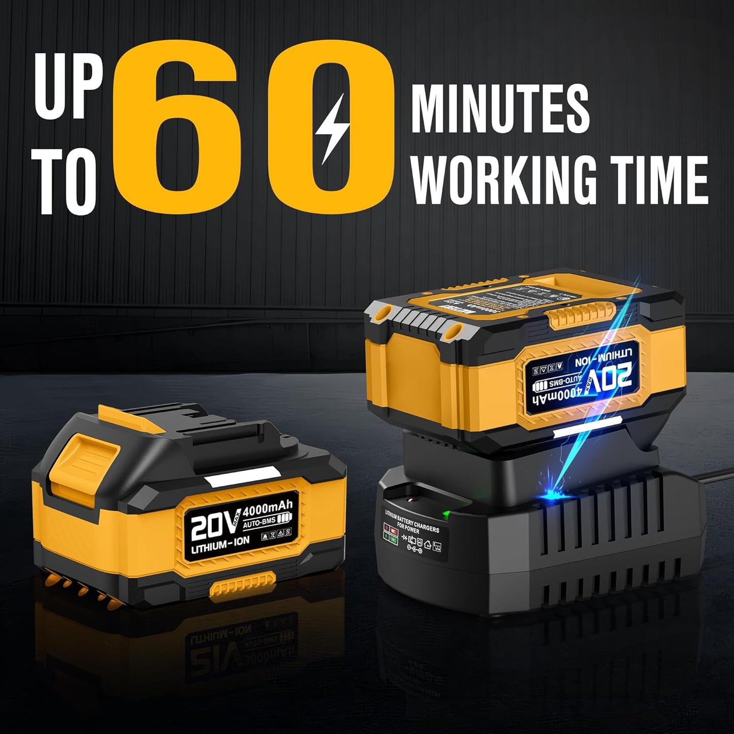 Leaf Blower Cordless 20V Powerful Electric Leaf Blower with 2x4.0Ah Batteries and Charger, Variable Speed & Turbo, Up to 550CFM and 150MPH Lightweight Battery Powered Leaf Blowers for Lawn Care, Patio