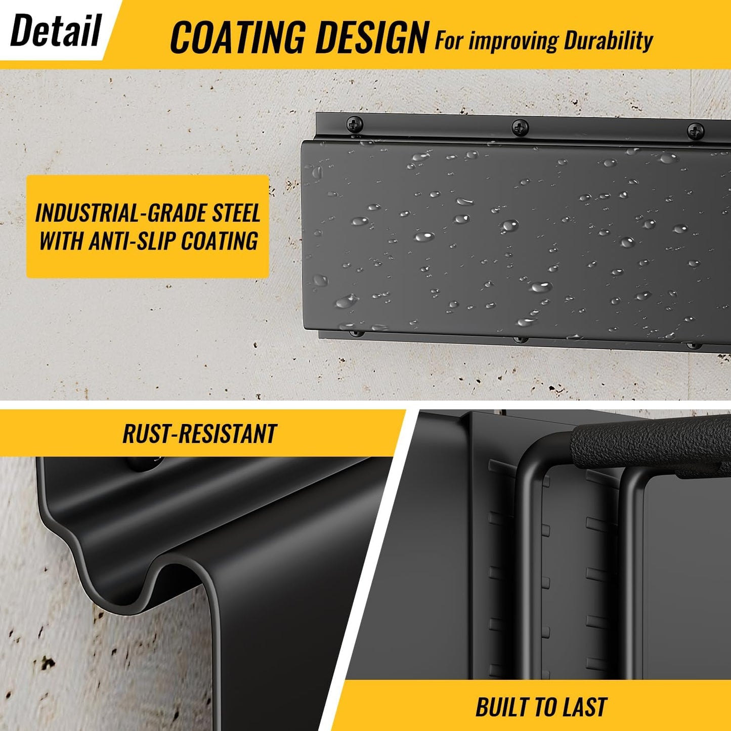 Garage Tool Rack Wall Mount – 64 inches Heavy-Duty Garden Tool Holder with 8 Adjustable Hanging Hooks – Garage Wall Storage Organizer for Shovel, Rake – Max Load 720 lbs (64 inch)