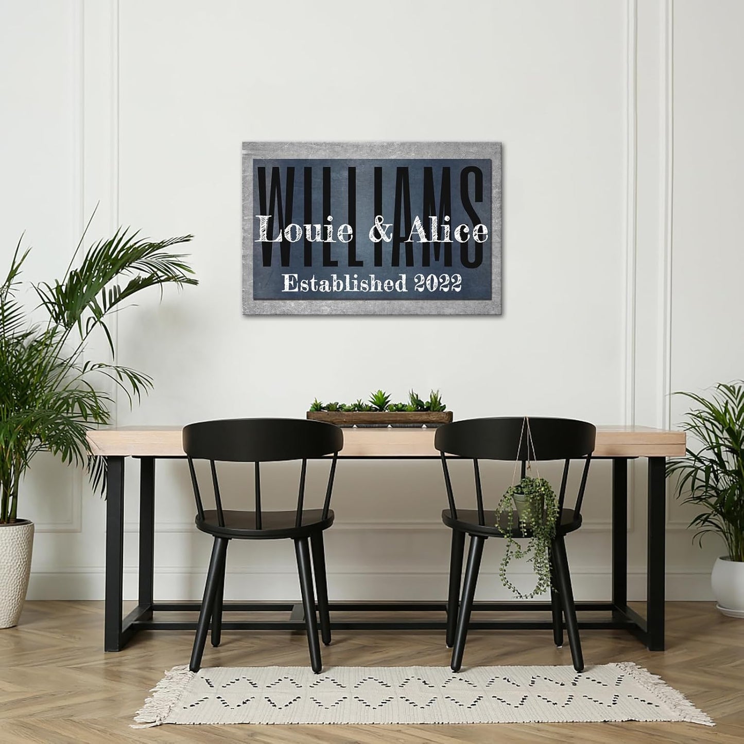 iLOOKLiKE Personalized Last Name Signs with Couple's Names Wall Art Custom Family Established Date Canvas Prints Framed Unique Wedding Anniversary Housewarming Gifts for Home Decor 24×36inch