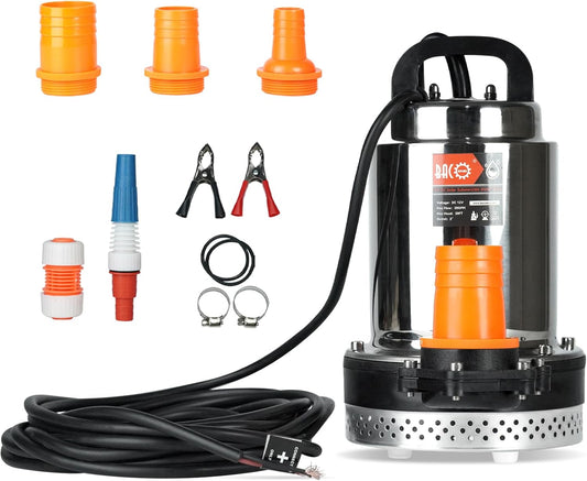 BACOENG DC 12V Solar Water Pump, Submersible Well Pump 20FT, 20GPM Lift for Farm & Ranch