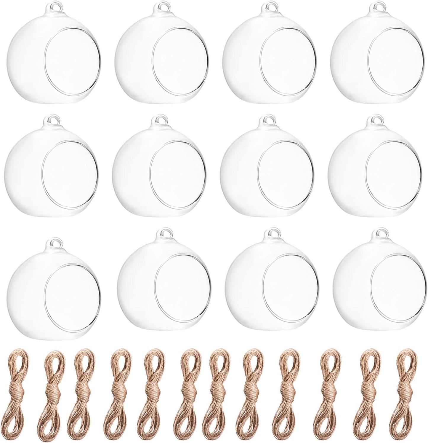 Hanging Glass Candle Holder, Globe Glass Tea Light Holder, Hanging Glass Vase, Flower Plants Terrarium, Glass Orbs Container, Micro Landscape DIY for Home, Office, Wedding (3.15" 12Pcs)