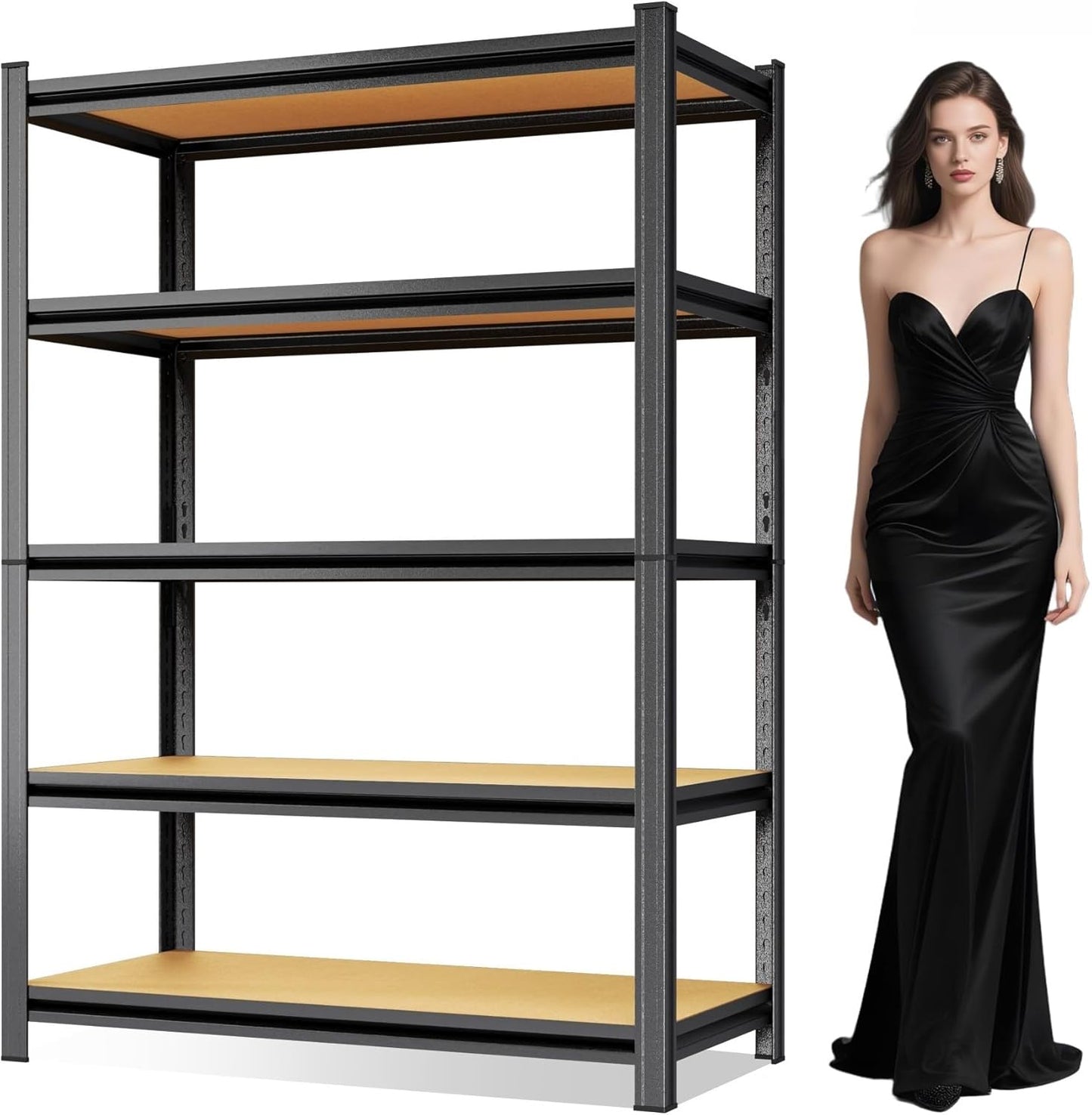 5-Tier Adjustable Heavy Duty Metal Storage Shelves Unit, 72" Tall Garage Shelving Rack for Basement, Kitchen, Office, Warehouse & Pantry - Versatile Metal Shelving Organizer