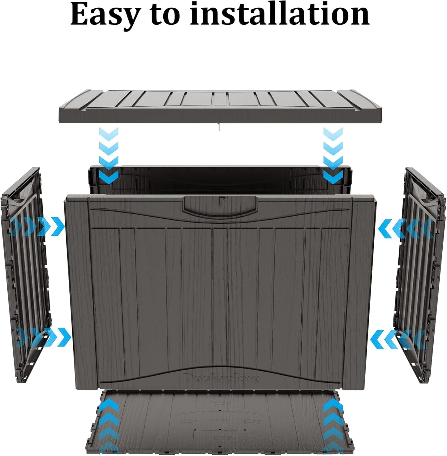 50 Gallon Waterproof Large Resin Deck Box Indoor/Outdoor Lockable Storage Container and Seating for Garden, Pool, and Patio (50 Gallon, Grey)