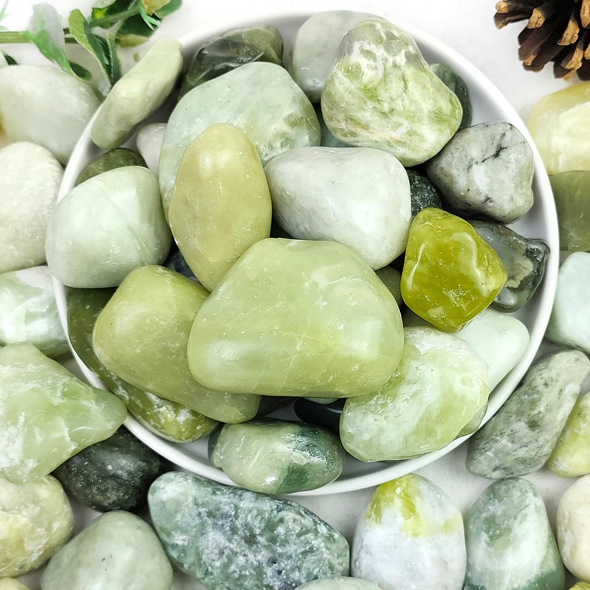 40lbs Jade River Rocks for Landscaping, 2-3 Inch Natural Pebbles for Indoor Plants, High Polished Decorative Stones Garden Outdoor and Indoor DIY Vase Filler Fish Tank Aquariums