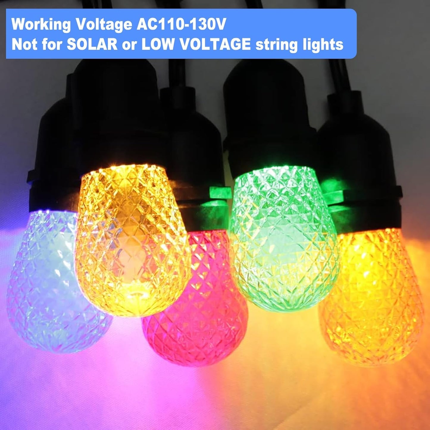 BRIMAX S14 LED Colored Light Bulbs with Faceted Surface,Outdoor Indoor String Light Replacement Bulbs,Plastic,Shatterproof, E26 Base, for Christmas Halloween Party and Holiday Decor,15 Pack