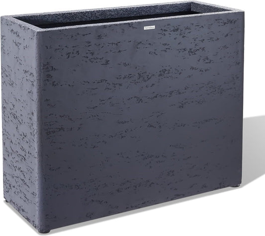 Tall Rectangular Composite ConcretePlanter（30Lx12Wx25H，66 Pounds）,Durable All-Weather Use with Drainage Holes,Large Rectangular Planter for Outdoor Indoor Plants