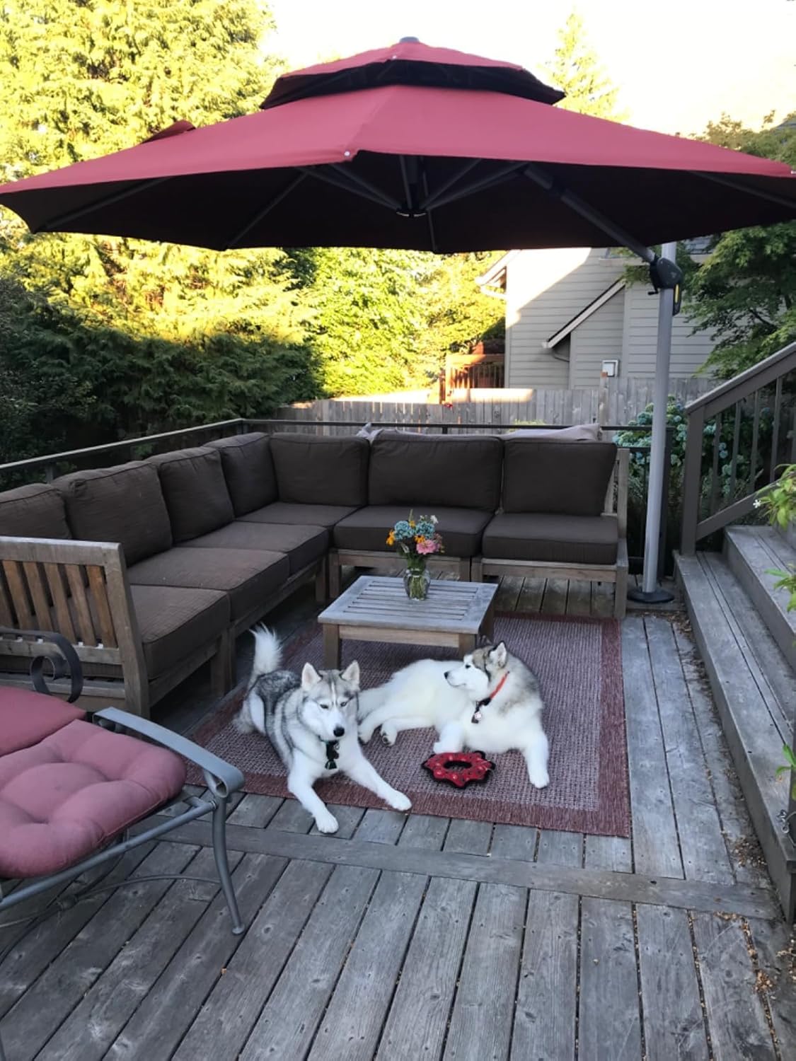 PURPLE LEAF 10 Feet Patio Umbrella Outdoor Round Umbrella Large Cantilever Umbrella Windproof Offset Heavy Duty Sun for Garden Deck Pool Patio, Brick Red