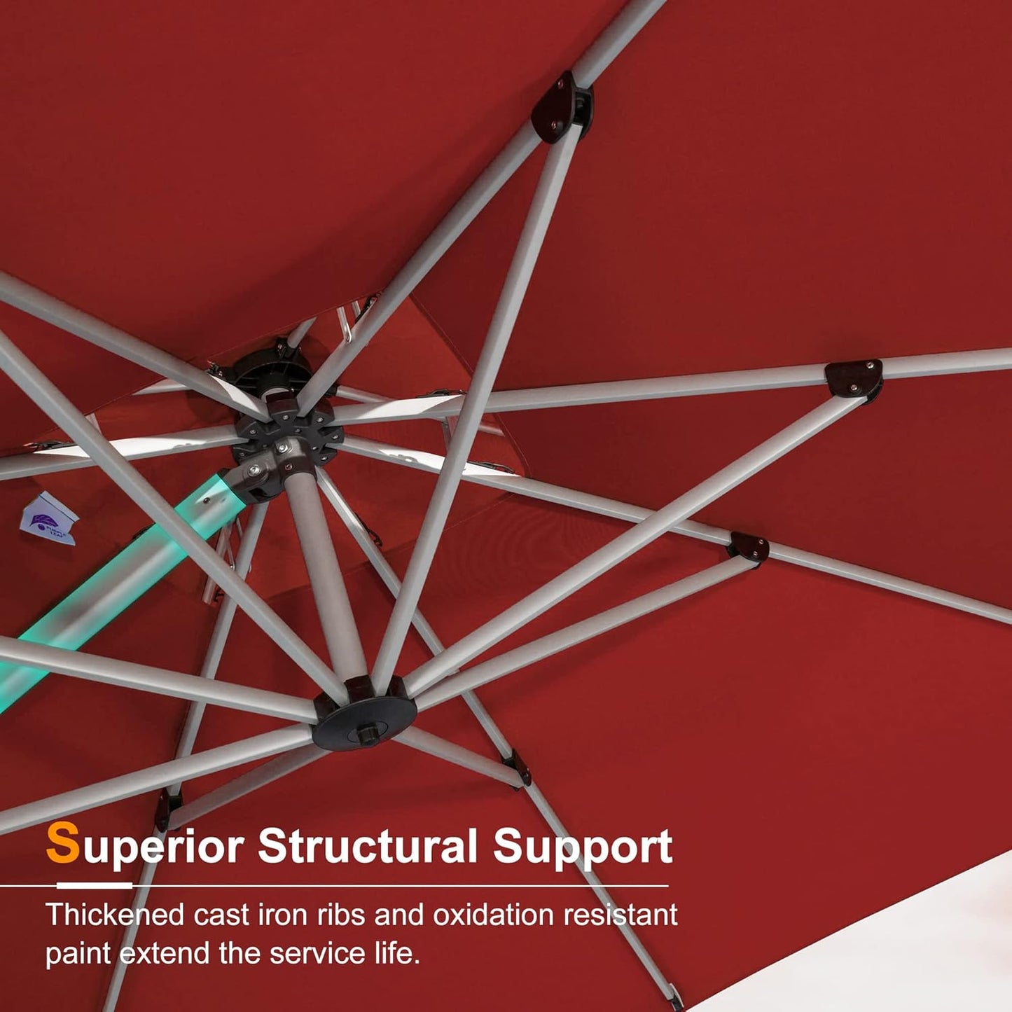 PURPLE LEAF Patio Umbrella 13 Feet Double Top Round Deluxe Offset Hanging Umbrella Outdoor Market Umbrella Garden Umbrella, Terra