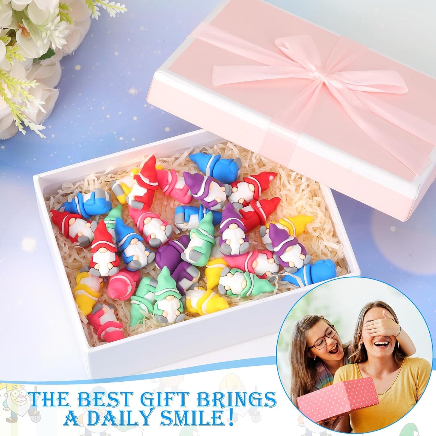 100 Pcs Mini Gnomes Figurines Tiny Fairy Resin Gnomes Statue Garden Bulk for Goody Bag Stuffers Filler Party Favors Gifts Decor Dwarf Statues Garden Dollhouse Micro Landscape Accessories