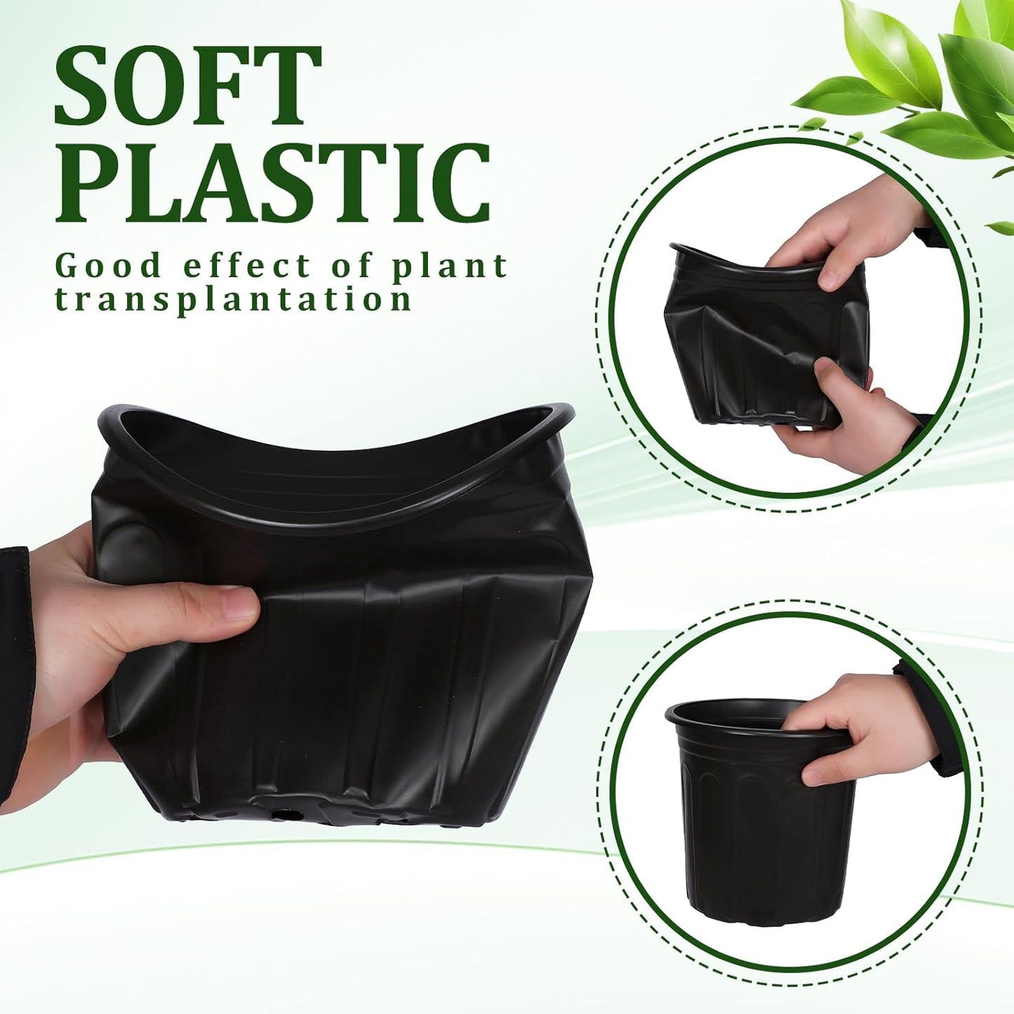 DI QIU REN 100-Pack 1 Gallon Flexible Plant Nursery Pots, Plastic Flower Pots Seedling Pots with 200Pcs Plant Labels, Plastic Plant Pots with Drainage Holes for Plants, Cuttings, Transplanting