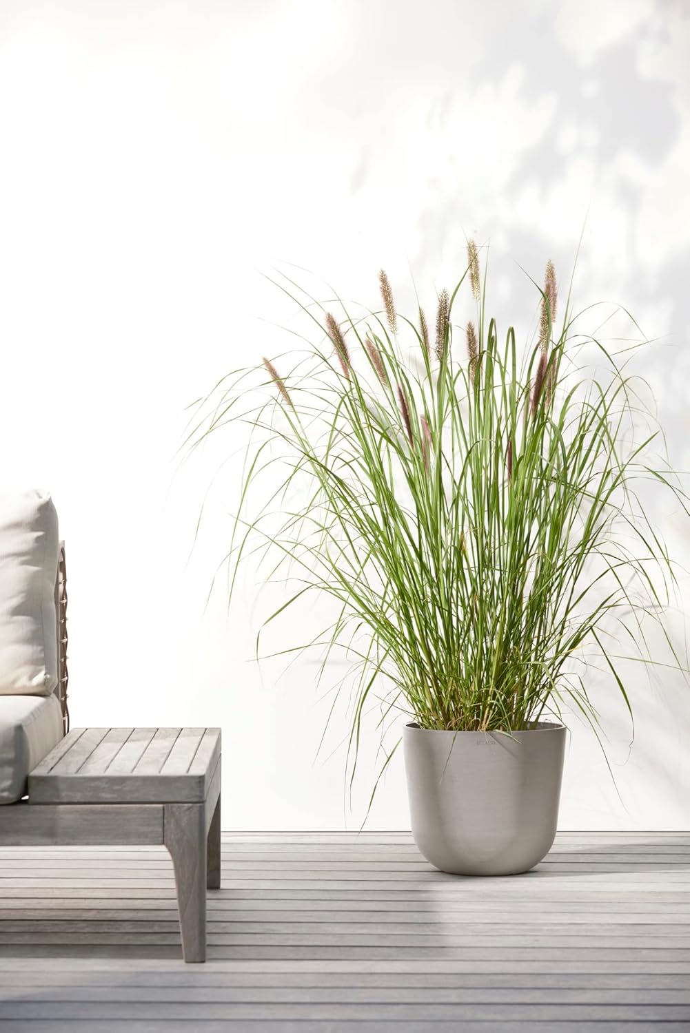 Ecopots Oslo Durable Modern Round Indoor/Outdoor Recycled-Based Composite Flower Pot Planter, Taupe, 10"