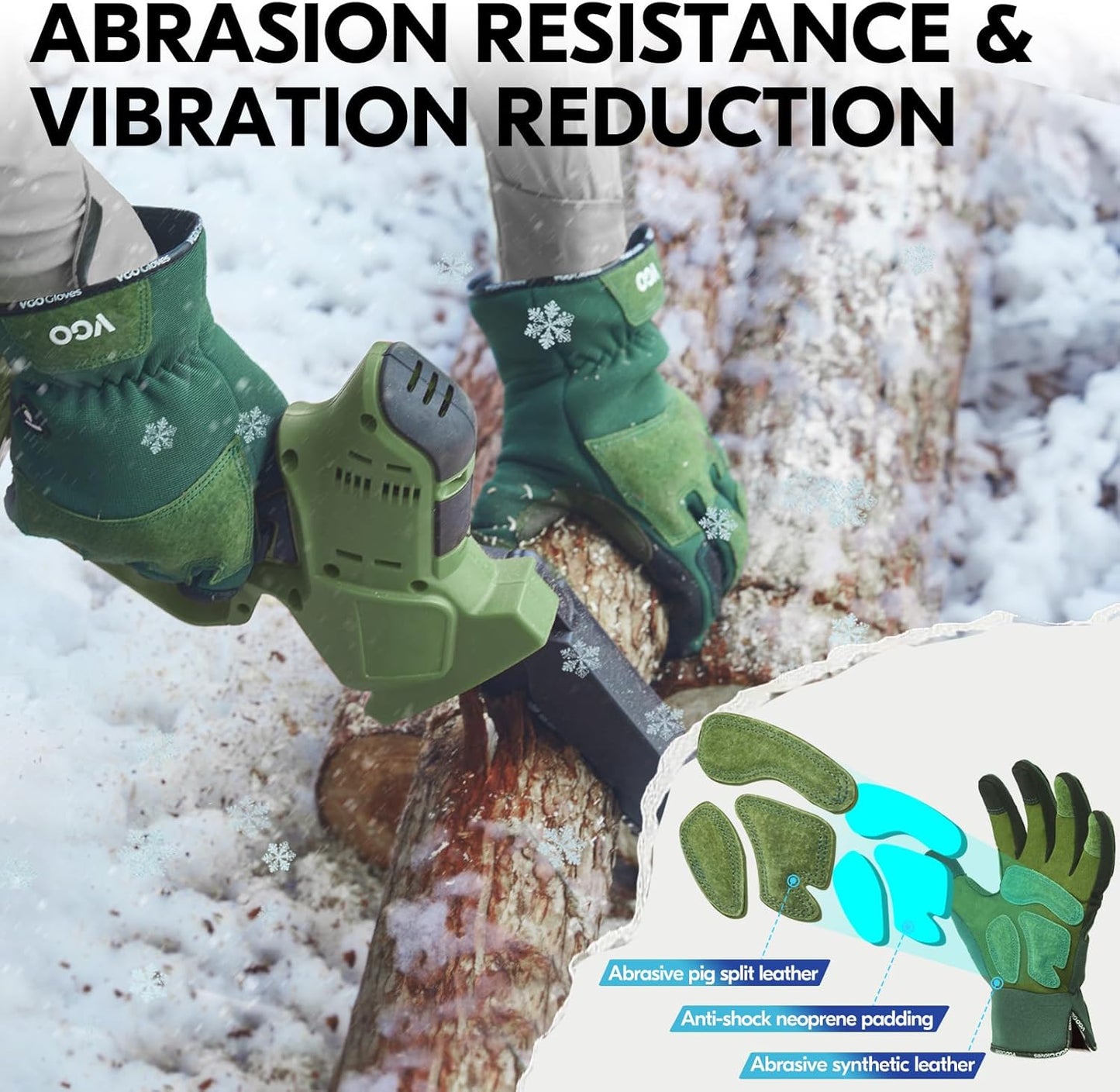 Vgo... Winter Gardening Gloves Women,Safety Work Gloves, Puncture-proof,Thornproof,Touchscreen(1 Pair,S,Green,SL7471FLWP)