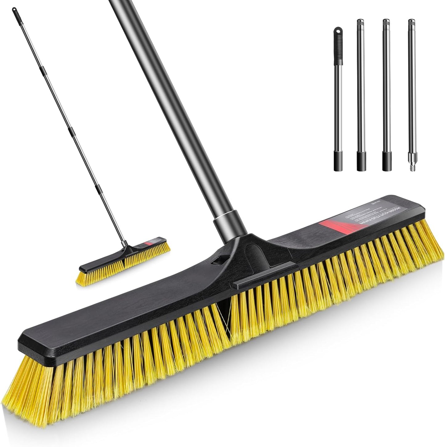 24" Push Broom Outdoor Heavy Duty,Masthome Industrial Brooms with 55" Long Handle and Stiff Bristles,Outdoor Broom Heavy Duty,Commercial for Garage Yard Patio Warehouse Concrete Floor Cleaning
