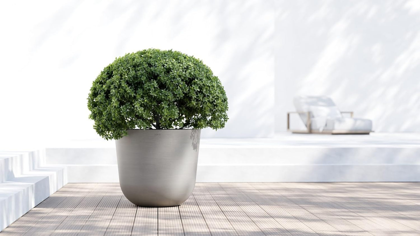 Ecopots Oslo Durable Modern Round Indoor/Outdoor Recycled-Based Composite Flower Pot Planter, Taupe, 25.5"