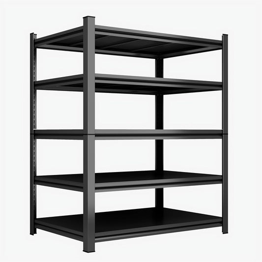 46''W Garage Shelving Heavy Duty Garage Storage Shelves, 3000 LBS Adjustable 5 Tier Industrial Shelving Unit, Metal Utility Shelf for Basement, Warehouse and Workshop (72''Hx46''Wx20''D, Black)