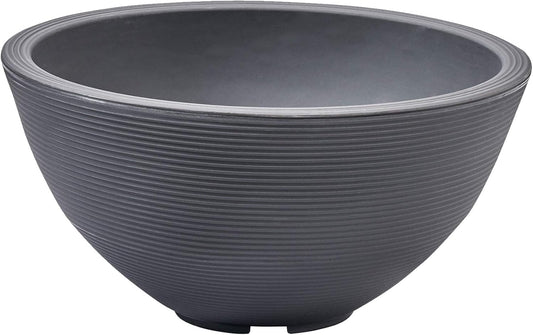 Crescent Garden Delano Bowl Planter, Indoor Outdoor Round Shallow Plant Pot for Water Garden, Bonsai Plant Pots, Succulents with Drain Hole - Double Walled Bowl Lotus Pot, 20" W (Slate)