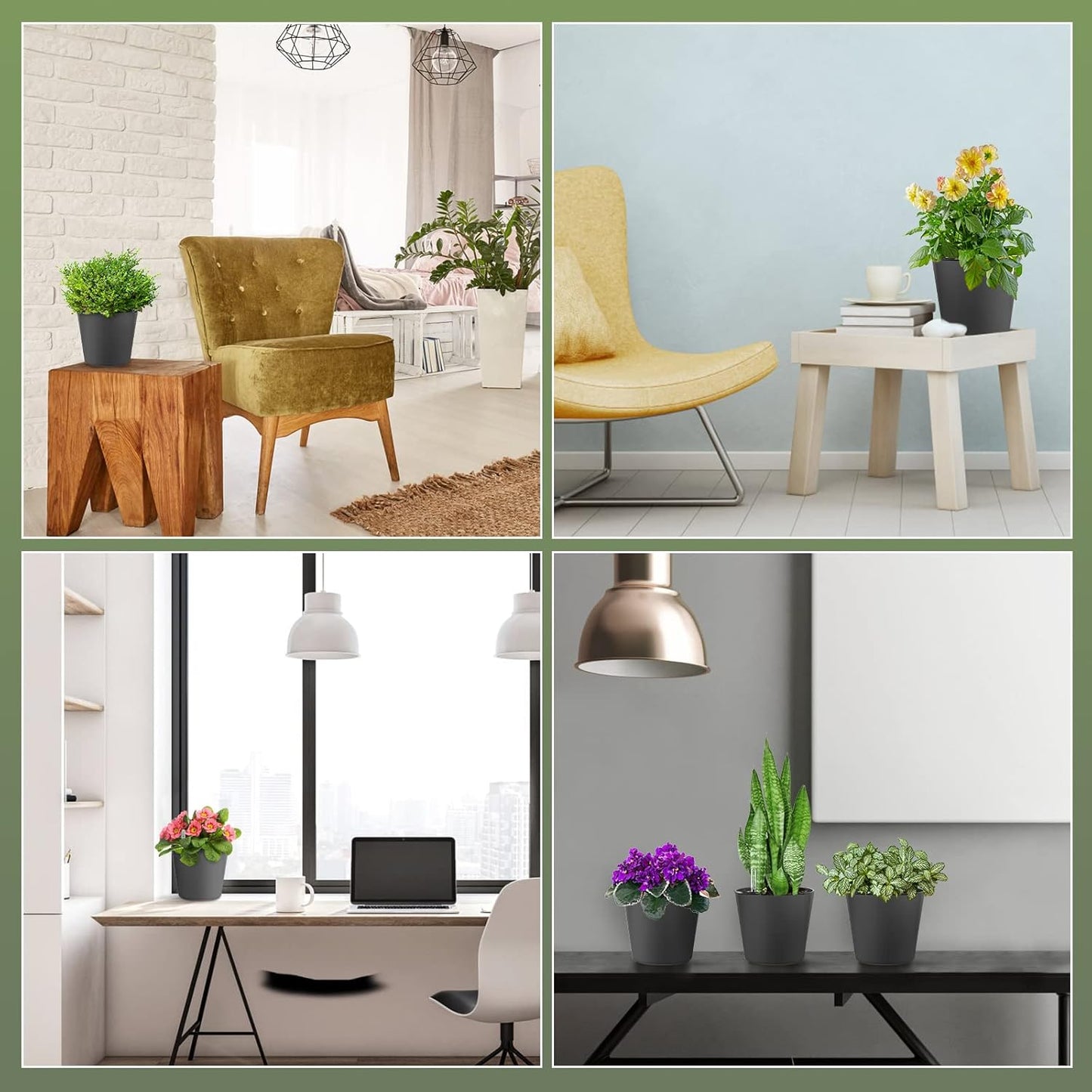 Self Watering Planters for Indoor Outdoor Plants 7 inch Flower Pot with Water Level Indicator Grey 6 Pack African Violet Self Watering Pots for All Orchid agave etc. House Plant Plastic Planter