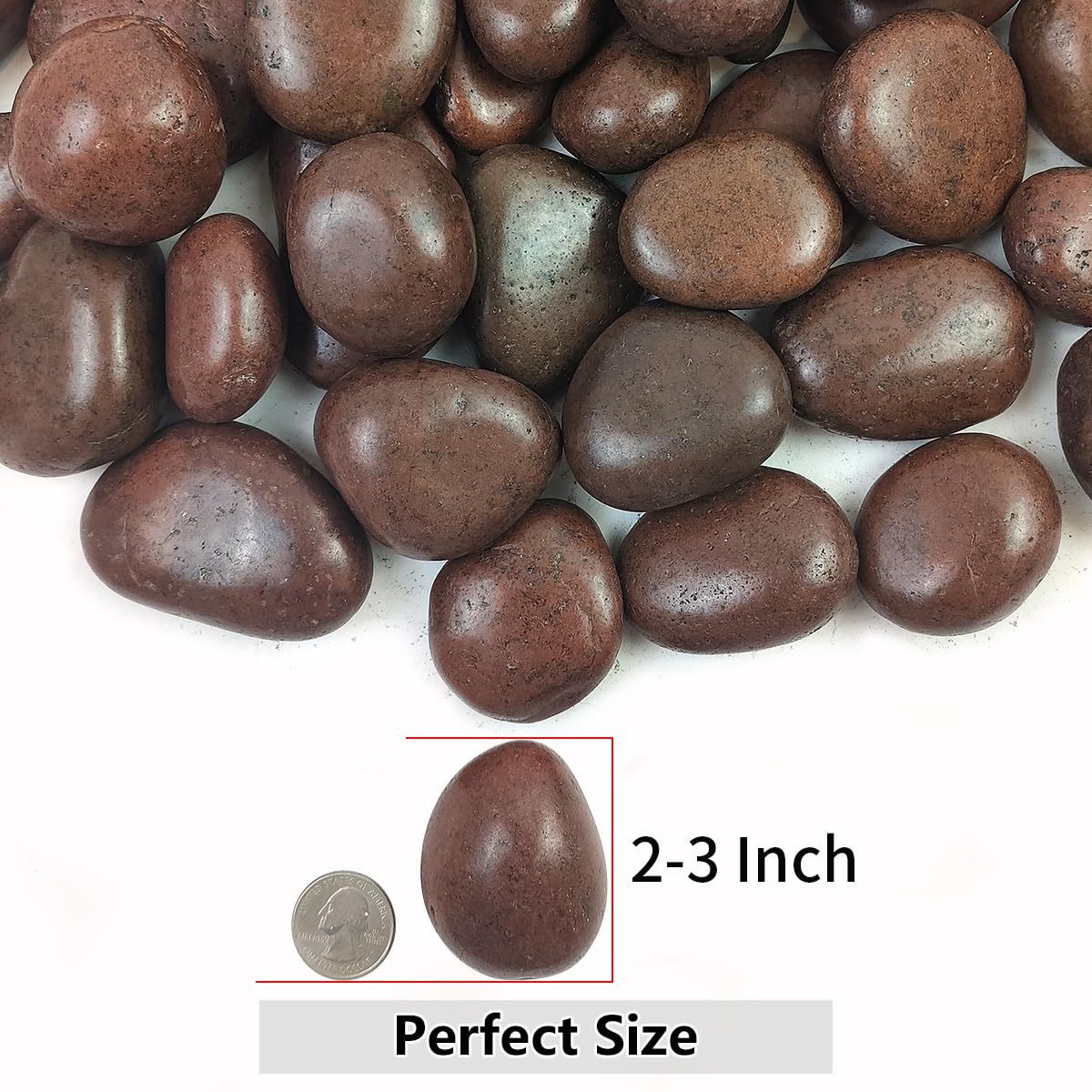 Rocks for Plant 5lbs, Red River Rocks 2-3 Inch Natural Pebbles for Indoor Plants, High Polished Decorative Stones Vase Filler Fish Tank Aquariums Landscaping Garden