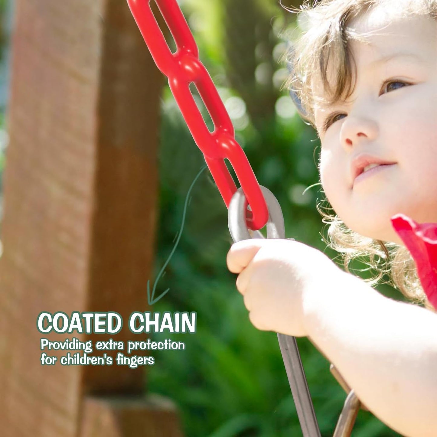Heavy-Duty Toddler Swing with Coated Safety Chains-High Back Bucket Seat Includes Tree Straps,Hooks for Backyard, Playground,Outdoor Use (Red)