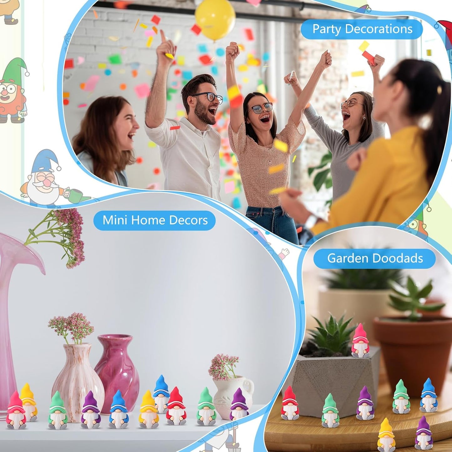 100 Pcs Mini Gnomes Figurines Tiny Fairy Resin Gnomes Statue Garden Bulk for Goody Bag Stuffers Filler Party Favors Gifts Decor Dwarf Statues Garden Dollhouse Micro Landscape Accessories