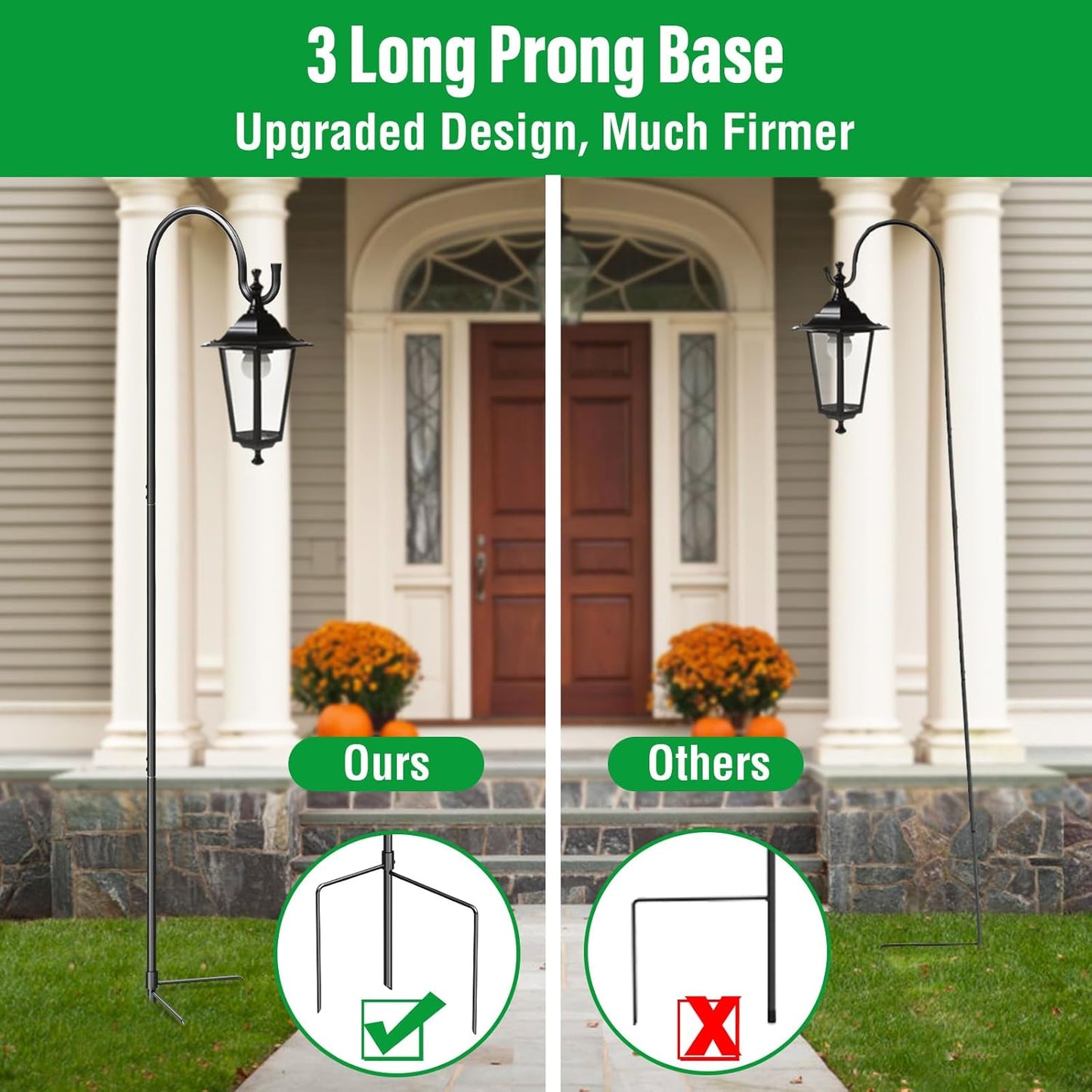 GOFORWILD Shepherd Hooks 2 Pack Adjustable, 49 inches Tall, Premium Metal Garden Hook for Outdoor, Hanging Plant, Solar Lights, Lanterns, Bird Feeders, and Wedding Decor, 7013