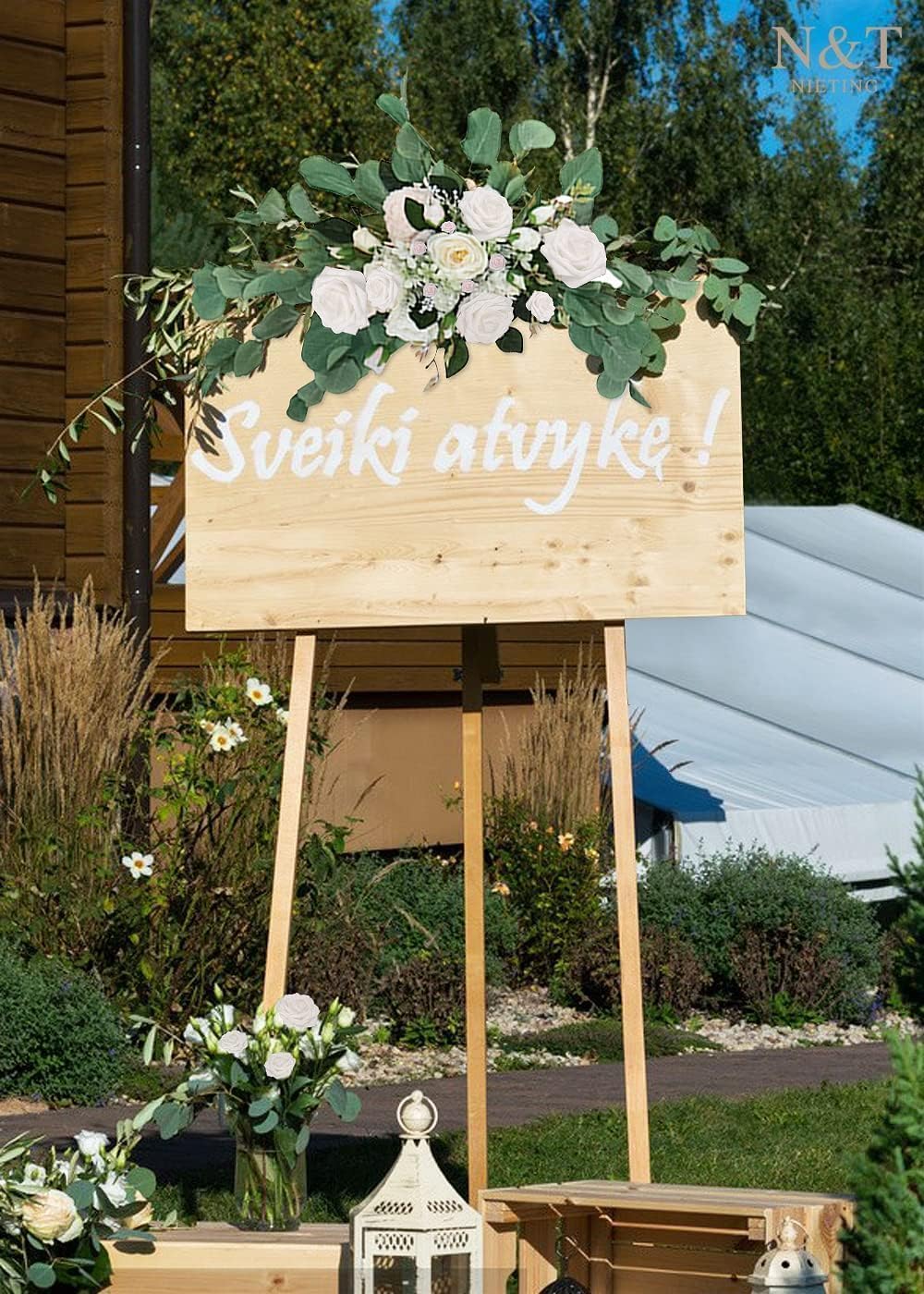 N&T NIETING Artificial Flowers 50pcs Real Touch White Flowers Artificial Roses for Decoration for DIY Wedding Bouquets Bridal Centerpieces Floral Shower Party Tables Home Arrangement