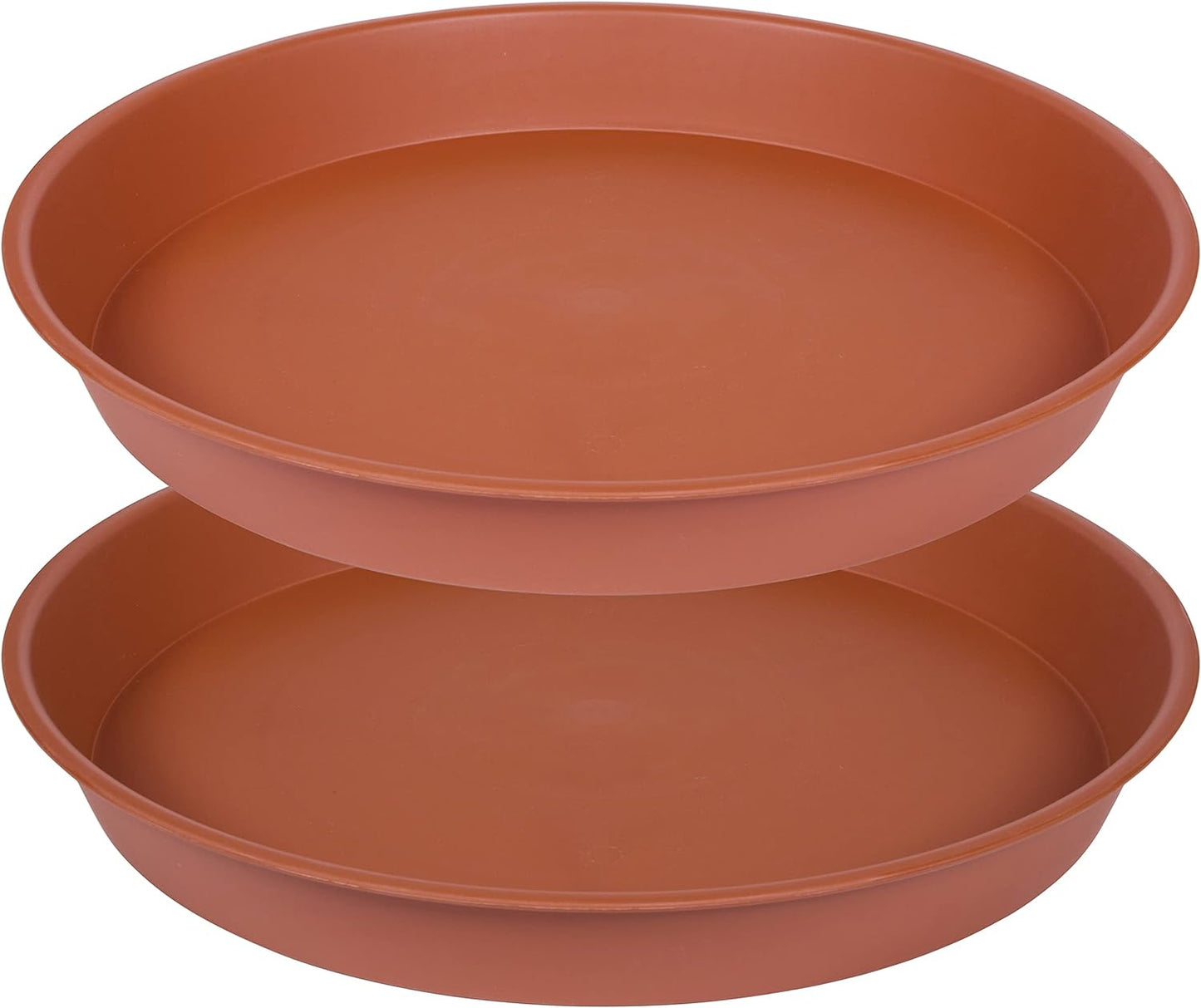 2 Pack of Extra Large Plant Saucer 24 26 inch (22.5 inch Base), 4.2" Depth, Plastic Birdbath Bowl for Indoors Outdoor, Deep Heavy Duty Plant Saucer Dish for Garden (26", Terracotta)