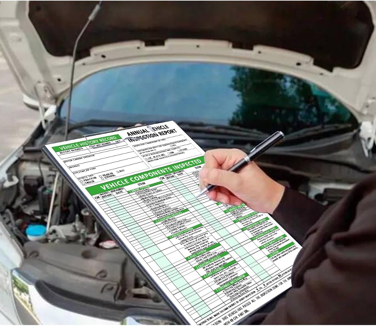 Annual Vehicle Inspection Report Form Dot Annual Inspection Forms and Stickers, 25-pk 3-Ply Carbonless Adhesive Vinyl Label 2-Ply, Driver Vehicle Inspection Report Book for Truck Drivers
