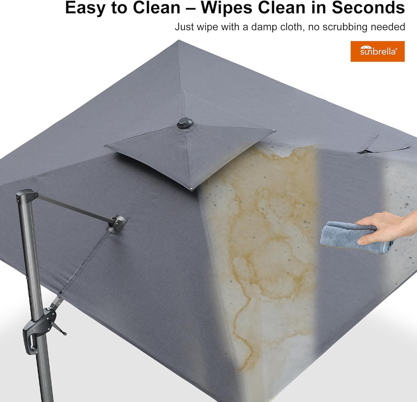 PURPLE LEAF Cantilever Umbrella 12FT Heavy Duty Large Double Top Offset Hanging 360° Rotation Square Umbrella for Garden Patio Deck Pool Backyard Cast Slate