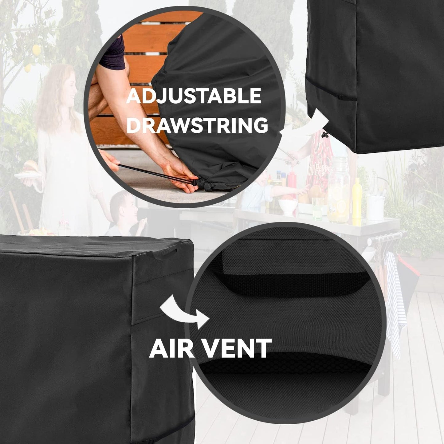 Outdoor Dining Cart Cover - Heavy Duty Waterproof Cover for Royal Gourmet Cart, Flattop Worktable, Propane Tank - Black, Polyester