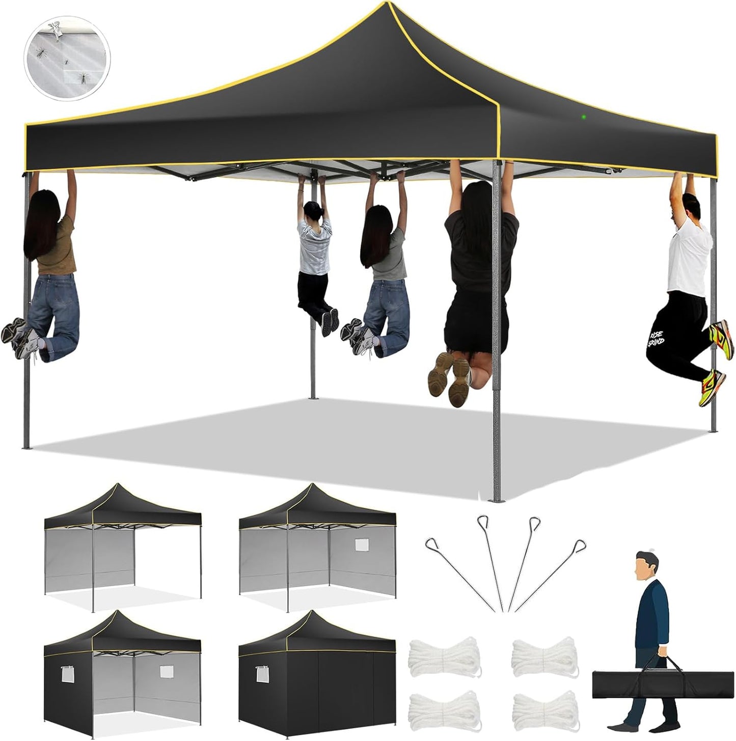 COBIZI 10x10 Heavy Duty Pop up Canopy with 4 Removable Sidewalls, Canopy Tent with Portable Bag, Ez Pop up Tent Commercial Gazebo Waterproof Sunshade for All Weather Party Camp Stall Patio