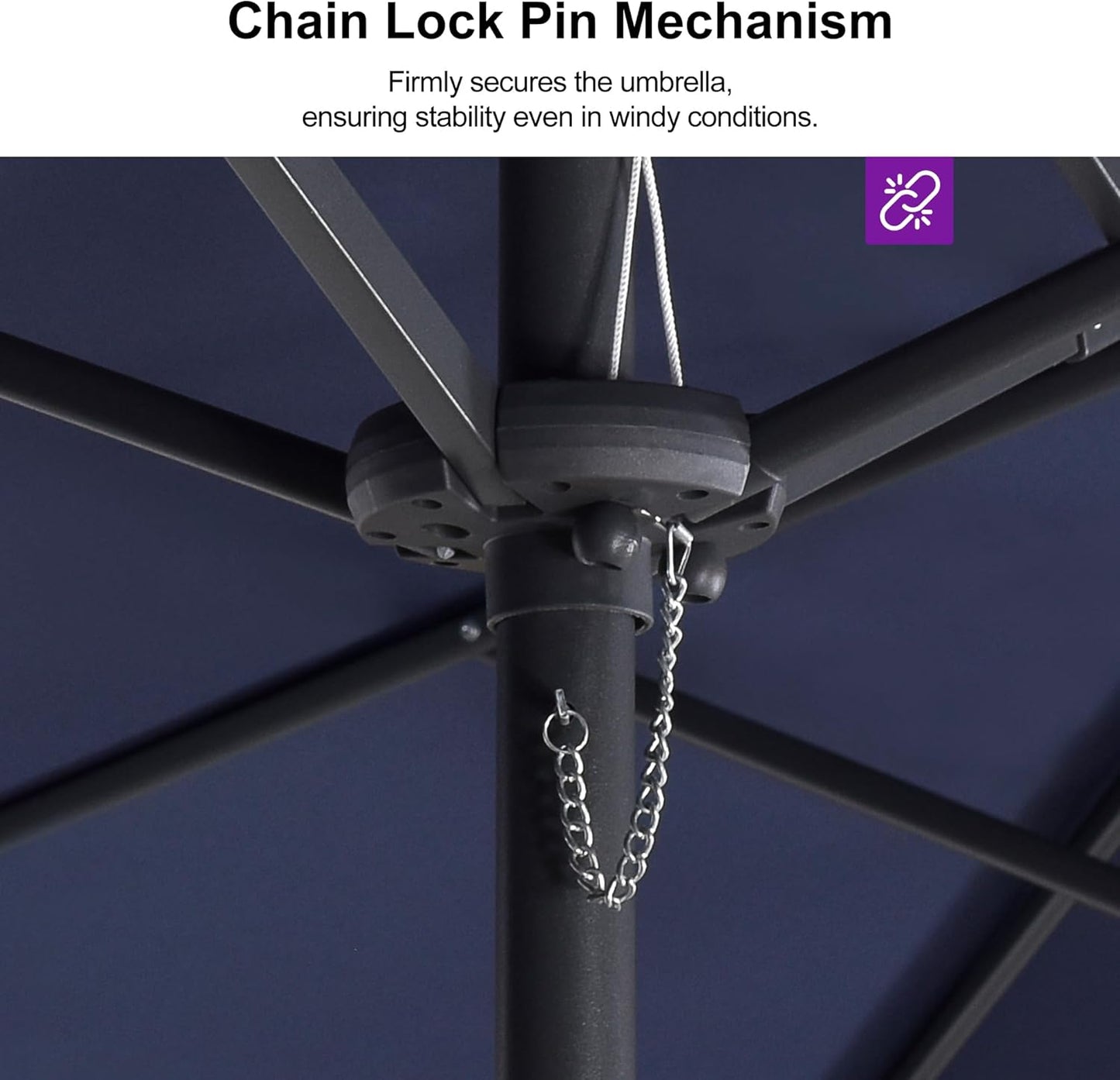 PURPLE LEAF 15ft Patio Market Umbrella with Base Included Double-Sided Rectangle Outdoor Umbrella Table Umbrella with Crank for Pool Garden Deck, Navy blue