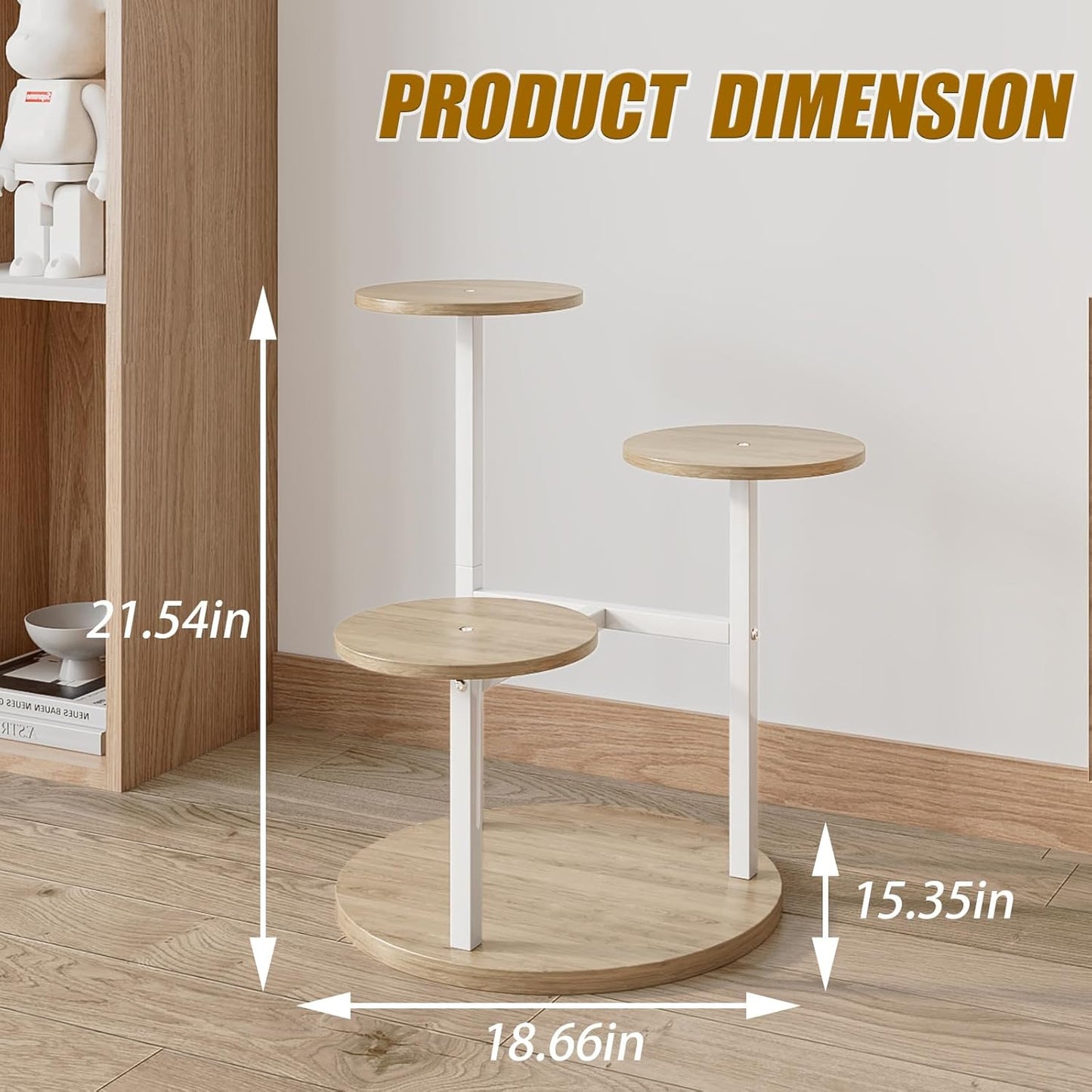 Plant Stand Indoor 4 Tier 5 Potted Multiple Flower Pot Holder for Patio Garden Balcony Living Room Corner (4 Tier White+Sonoma Oa)