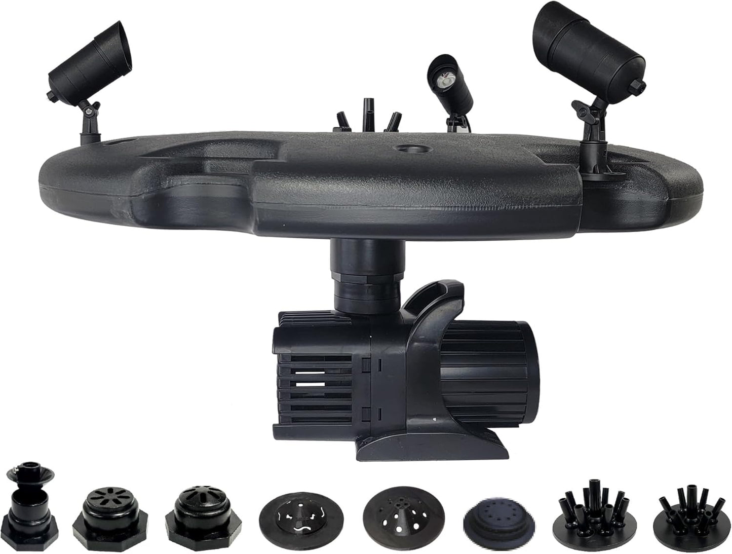 HALF OFF PONDS Floating Fountain – 1.5 HP Pond Aerator, 100' Cord – 12,500 GPH Water Pump – 11 Spray Patterns - Energy-Efficient - Color-Changing LED Lights, Large Ponds, Lakes & Water Gardens