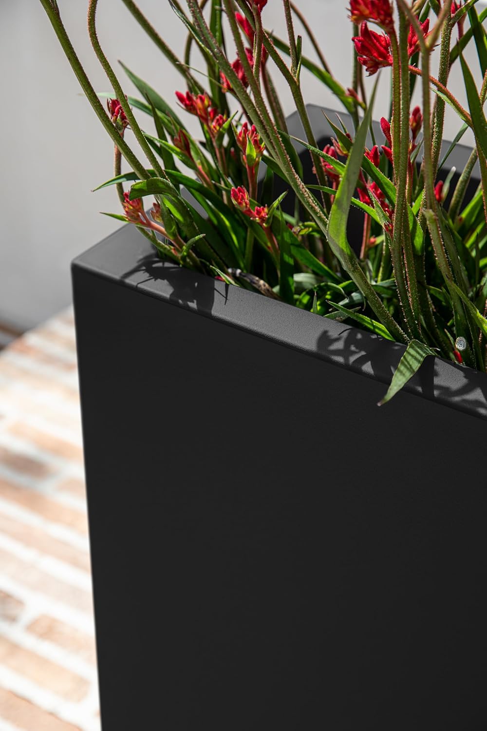 Veradek Block Series Span Plastic Planter - Tall Rectangular Planter for Indoor or Outdoor Patio/Porch | Durable All-Weather with Removable Insert Bucket | Modern Design for Plants, Flowers, Garden