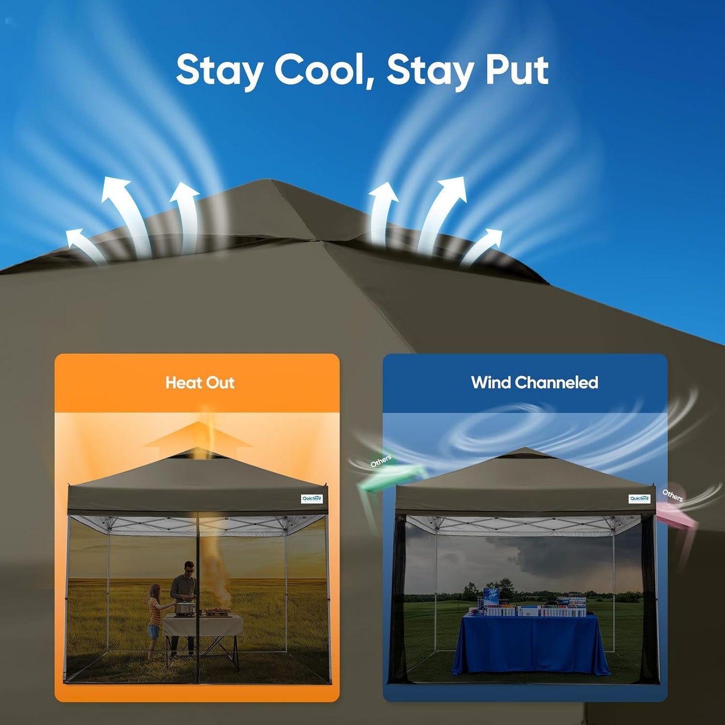 Quictent 10x10 Pop Up Canopy Tent, Instant Setup Gazebo for 1 Person, Portable & Compact, Waterproof & UV Protection, Ideal for Camping, Beach, Parties, and Outdoor Events