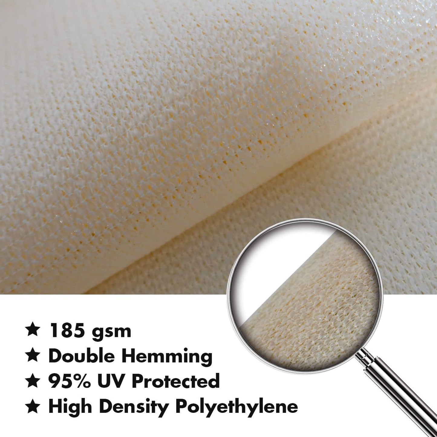 KANAGAWA 22'X22' Cream Custom Size Sun Shade Sail Square UV Block Canopy Cover for Patio Backyard Lawn Garden Outdoor (Customized Available)