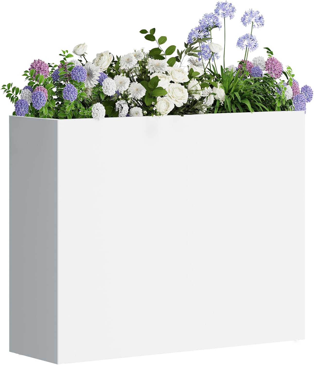 Tall Metal Planter for Outdoor Plants,30" Lx10“Wx24”H All-Weather Durable Plant Box,Large Rectangular Planter with Drainage Holes & Removable Shelf,Modern Decor for Tall Small Plants, Trees, Flowers