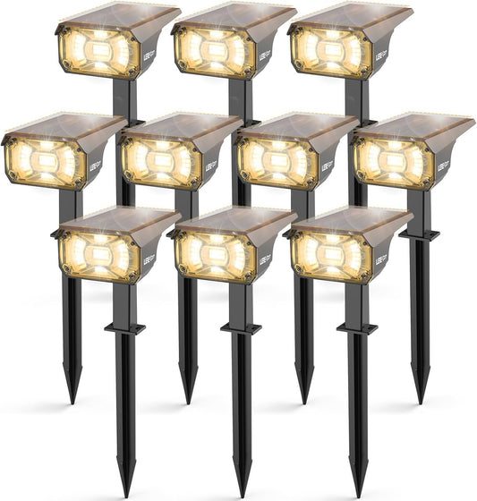 Solar Spot Lights Outdoor Landscape Lights, IP65 Outdoor Waterproof Spotlights, 40 LED's Outdoor Solar Lights for Yard Palm Trees Driveway Patio Pool 10 Pack