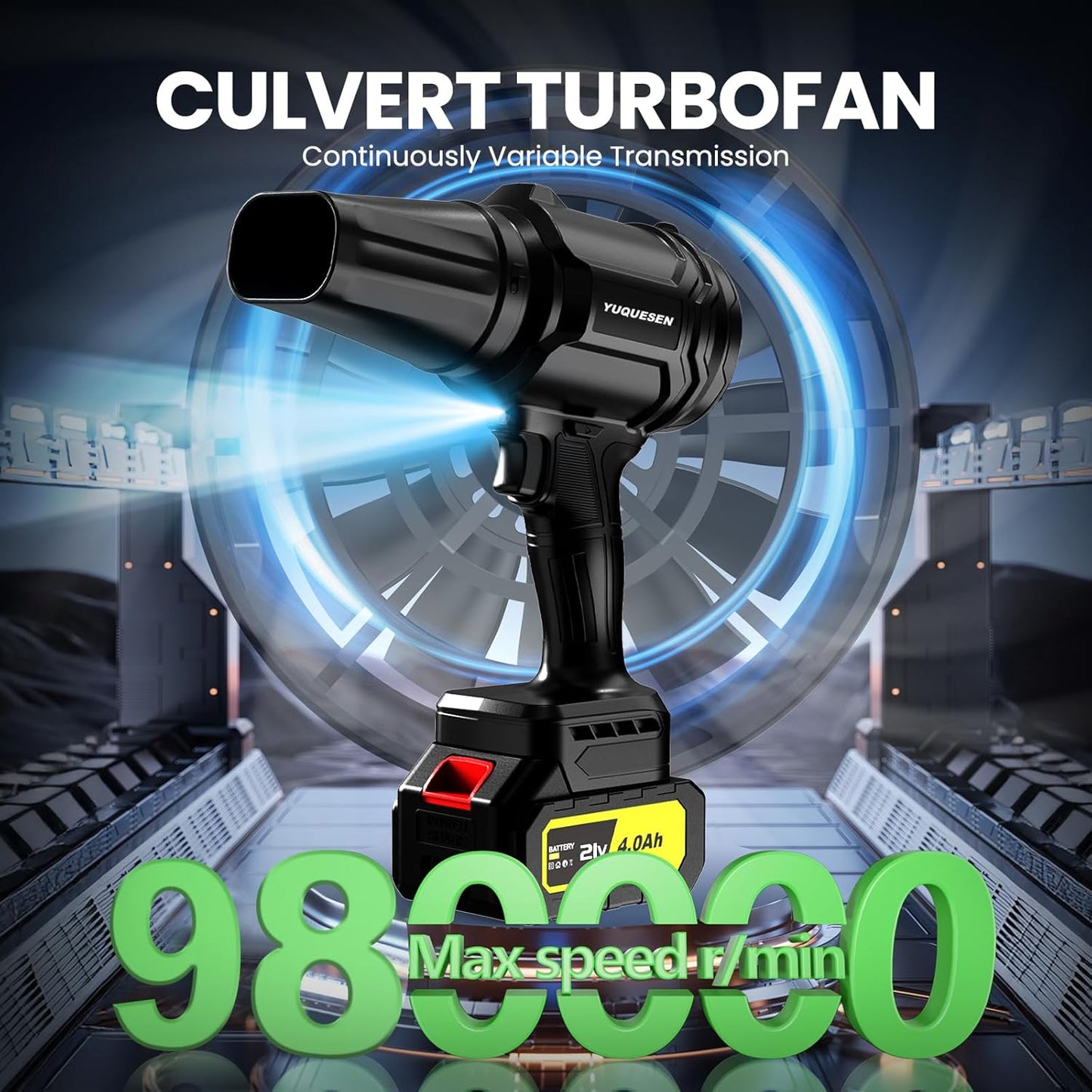 Cordless Leaf Blower, 980,000 RPM Handheld Leaf Blower with 2 X 4.0Ah Batteries & Charger, Lightweight Leaf Blowers for Patio Cleaning, Lawn Care, Leaves, Dust