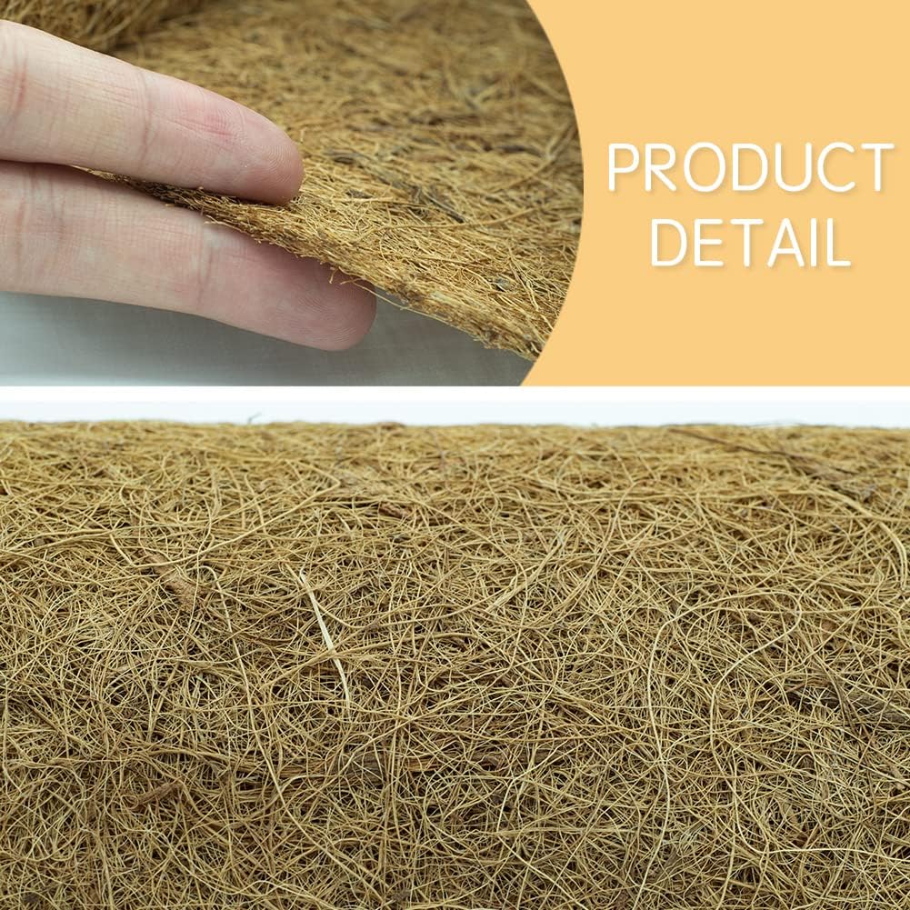 Coco Coir Liner, Yarrdfir 24x80 inch Natural Coconut Liners for planters Flower Basket, Reptile Carpet, Natural Coconut Fiber mat, Garden Decoration, Animal pet pad, Snow Mat
