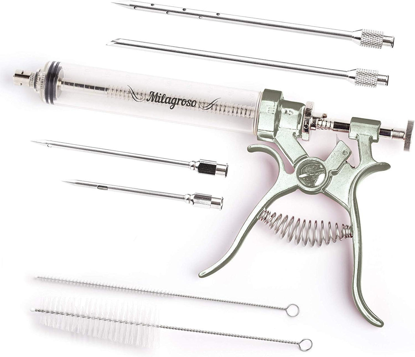 Meat Injector Syringe Stainless Steel Outdoor Meat Kit Marinade Flavor Food Injector Syringes with 4 Marinades Needles Grill Smoker Injectors Professional Syringe Held Culinary Barbecue Tool For BBG