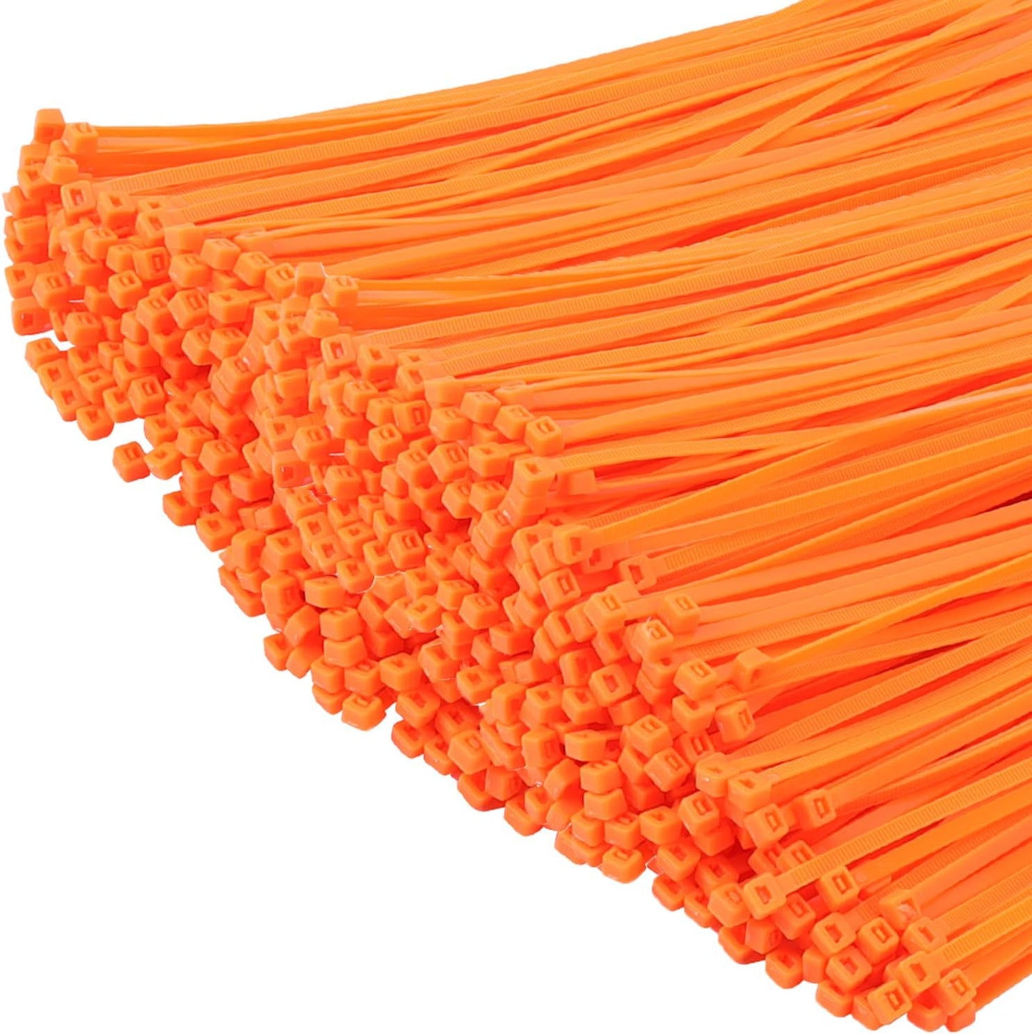 XINGO 1000 PCS Orange Zip Ties 8 Inch, 60 LBS Tensile Strength, Self-Locking Nylon Plastic Nylon PA66 Wire Ties for Indoor and Outdoor Use