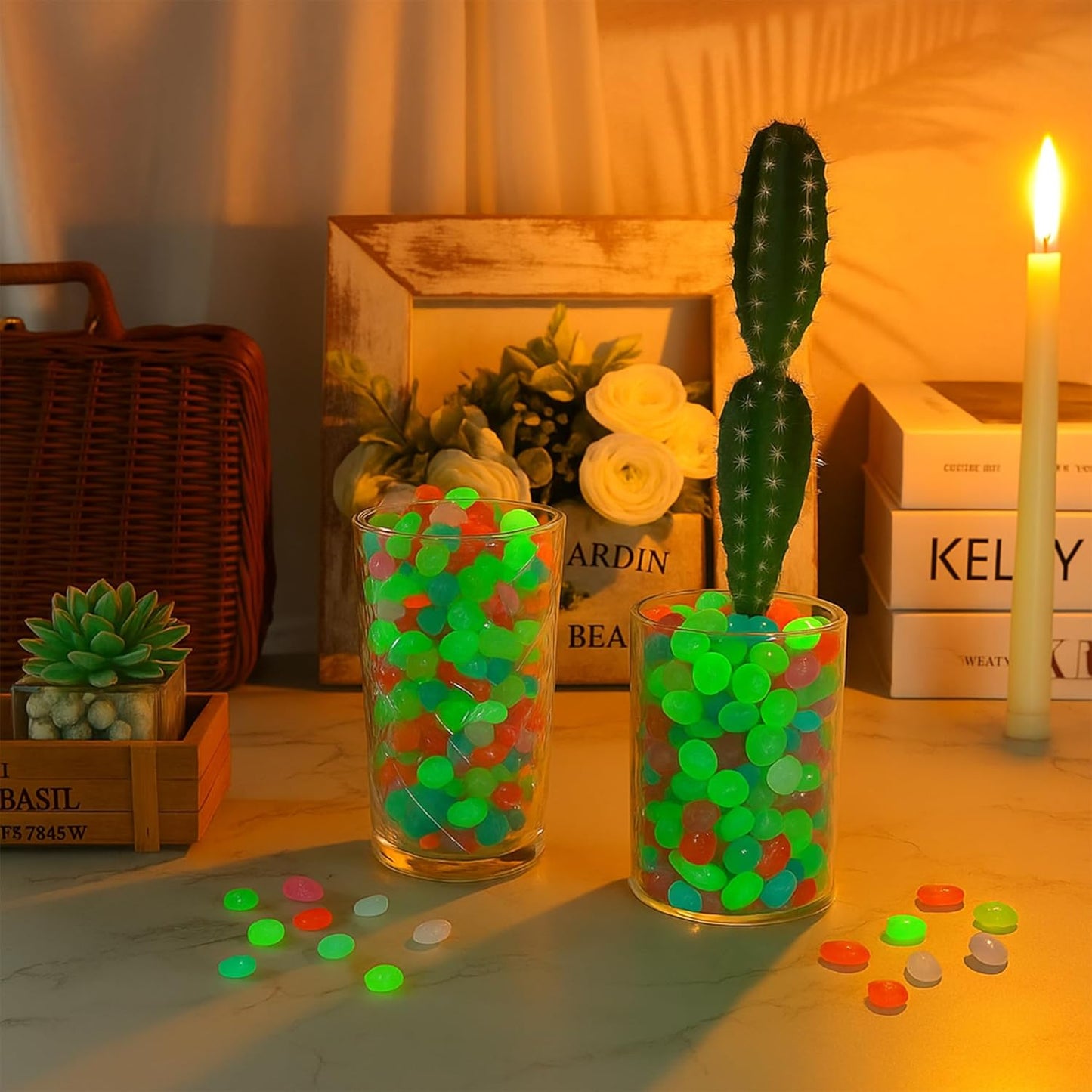 12000 PCS Glow in The Dark Rocks – Plastic Resin Glow Rocks for Landscaping, Garden Pebbles & Stones for Aquarium and Outdoor Decor(Colorful)