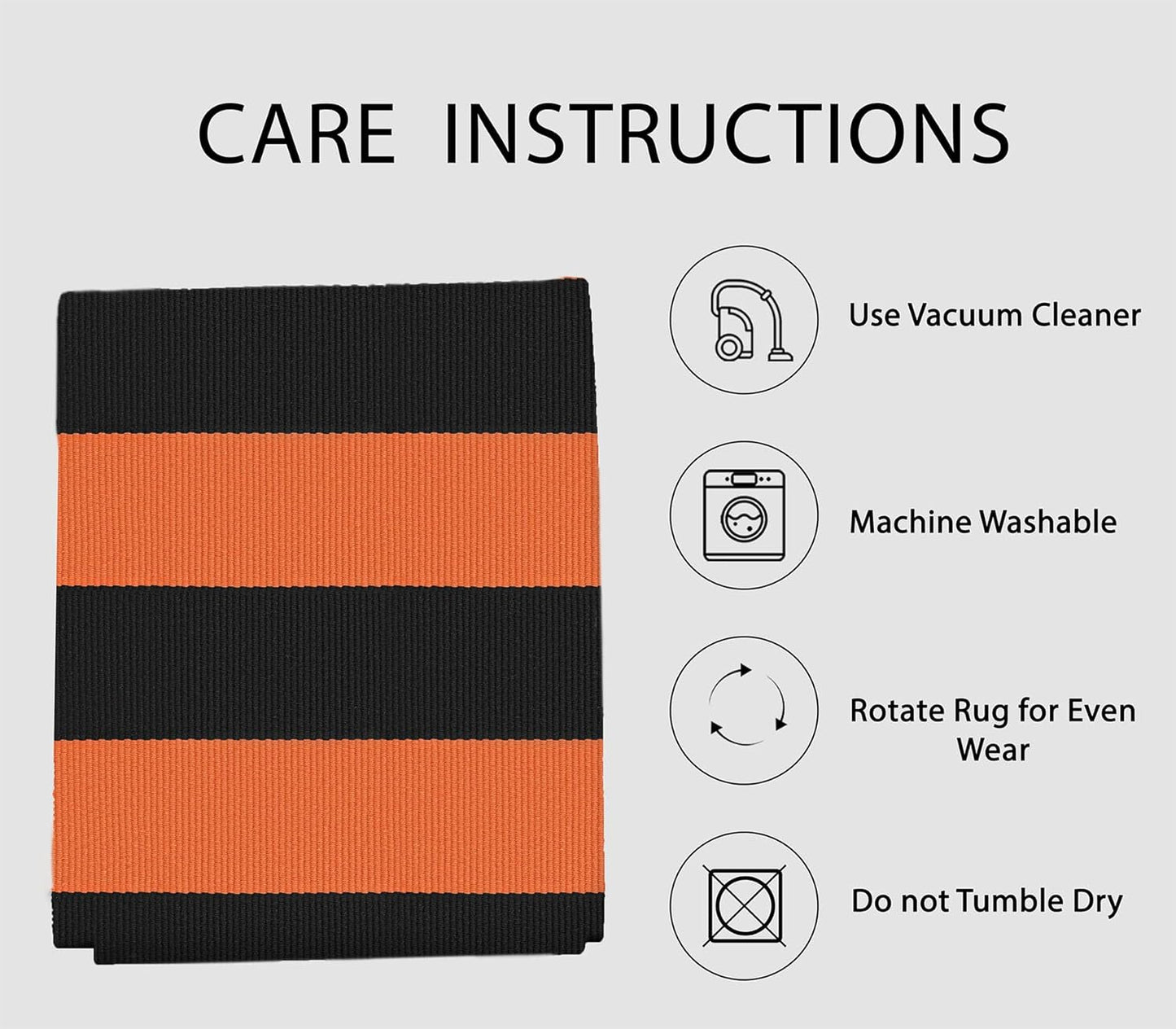 IOHOUZE Fall Door mat 3x5 Ft Orange Black Striped Area Rug Washable Front Porch Rug Striped Door Mat Outside Entrance Entryway Doormat for Fall, Halloween, Thanksgiving Porch Decor