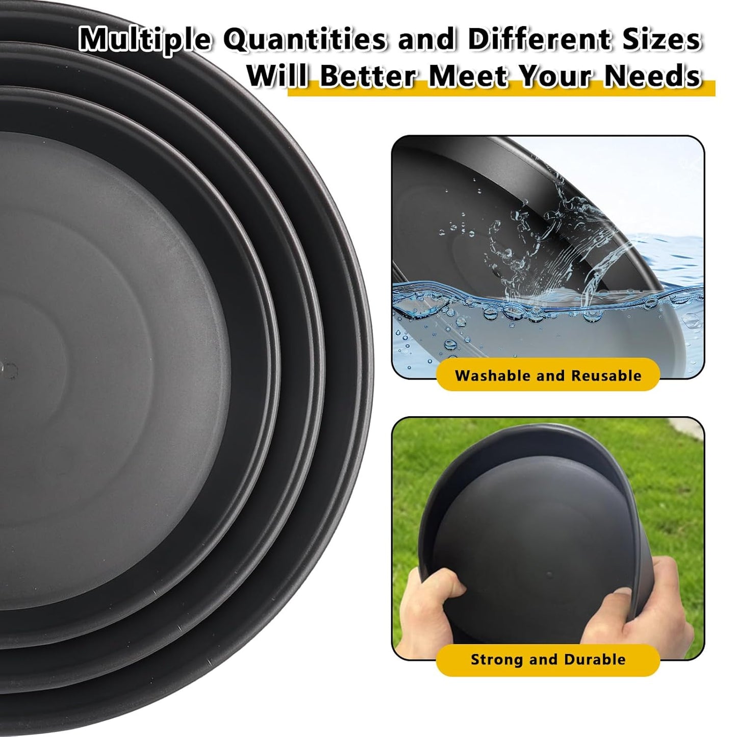 6Pcs Round Stepping Stone Mold, 3 Size Cement Molds for Concrete, 10" 11.4" 12.6" Plastic Concrete Molds for Casting Garden Pavement and Walkway